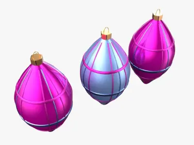 Christmas Tree Ornament Set6 - Pink LightBlue Low-poly 3D model