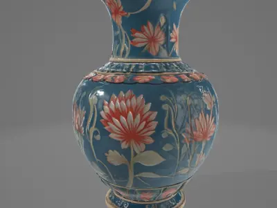 Decorative Vase with Floral Texture - 3D Model Low-poly 3D model