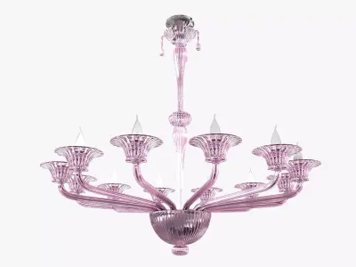 Twelve-Arm Handblown Murano Glass Venetian Chandelier by Venini 3D model