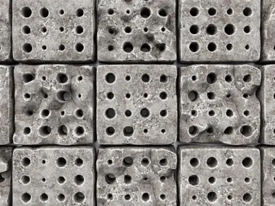 Stone panel cube hole  decor n1 3D model