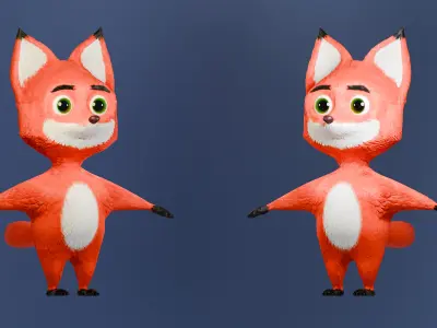 cartoon fox 3D model