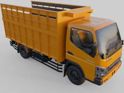 Mitsubishi Fuso canter wood box truck 3D model
