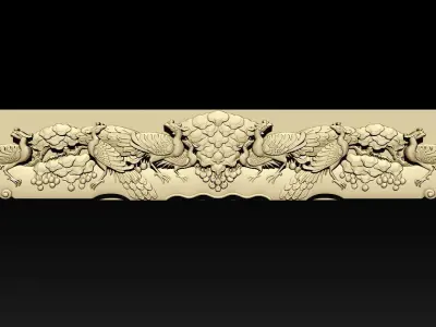 Wooden Peacock Wall Art - Asian Oriental Accents 3D print model