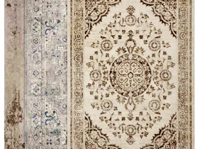 Carpet rug with ornate design 3D model