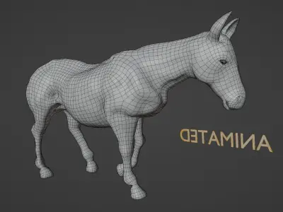 WHITE HORSE ANIMATED Low-poly 3D model