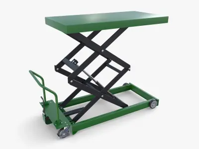 Animated Scissor Lift Table Green 3D model