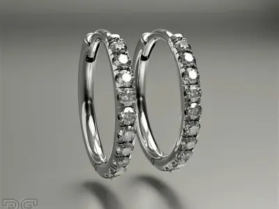 classic  delicate hoop earrings with gem stones 3D print model