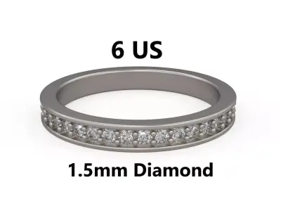 Model 1224 Eternity Band Ring 6 US Size 1point5mm Diamond 3D print model