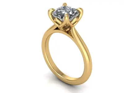 Solitaire Twist Prong Diamond Ring 3D print model