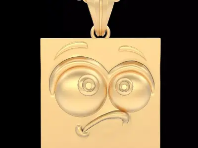 Emoji face  comic silver pendant gold jewelry 3D printable model 3D print model
