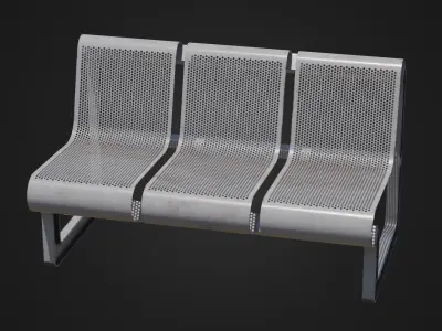 Dirty Metal Bench 05 Low-poly 3D model