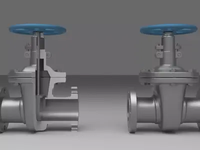 Flanged Gate Valve 3D Model with Interior Mechanical Details 3D model