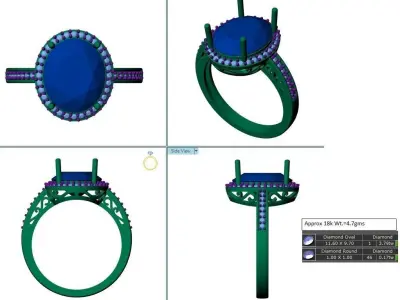 Red stone ring 3D print model