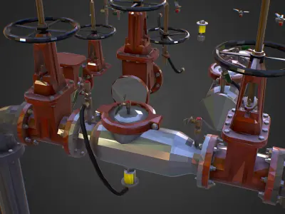 Backflow Water Pipe Constructor Low Poly ART Low-poly 3D model