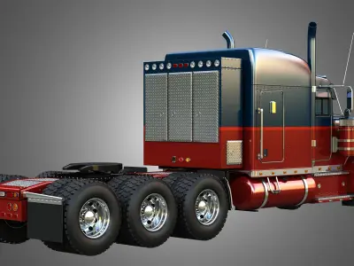 57P Semi Trucks - Heavy Haul Tri-Axle Trucks  2 in 1 3D Model Collection