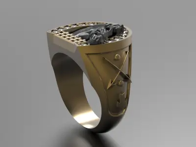 RING WITH HORSESHOE AND HORSE 3D print model