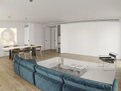 Modern living room dining room interior scenes 526 3D model