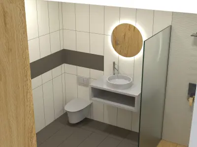 Bathroom with sink and mirror Free 3D model