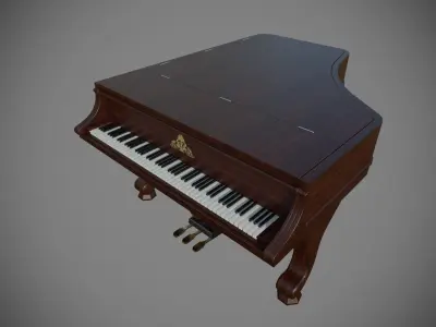 Piano Low Poly victorian grand Low-poly 3D model