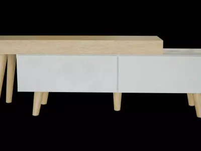 Rivert District Expandable TV Media console Low-poly 3D model