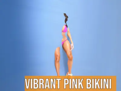 Vibrant Pink Bikini Character model pack Low-poly 3D model