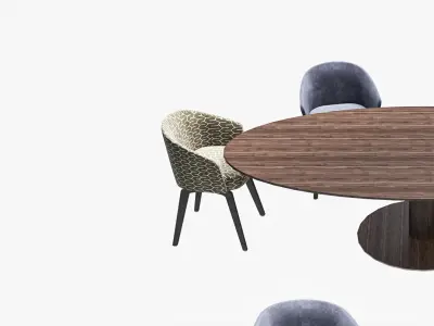 dining Modern chair combination table 3D model