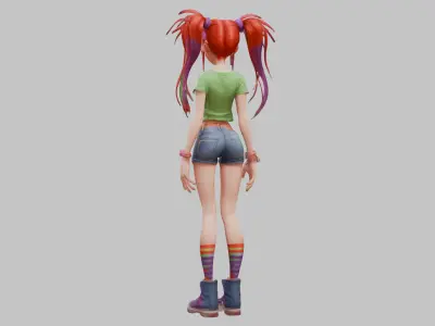 Female Full Body Game Character Model Low-poly 3D model