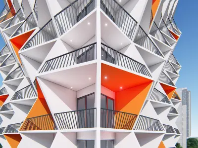 Cool Looking Facade Building 3D model