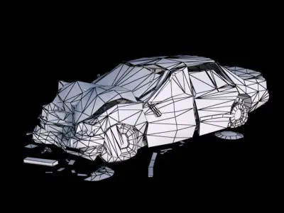 Crashed Car Low-poly 3D model