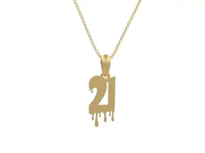 Model 1254 21 Bloody Terror Initial Number Pendant 3D print model