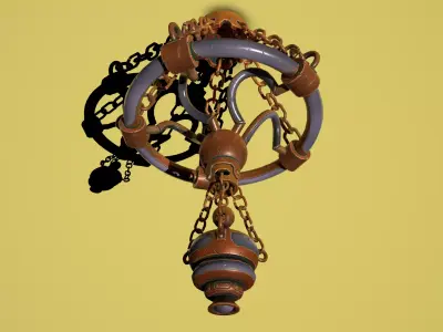 Fantasy bronze chandelier Low-poly 3D model