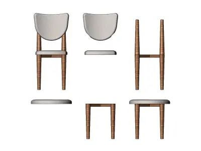 Miniature side chairs and stool mockups 3D print model