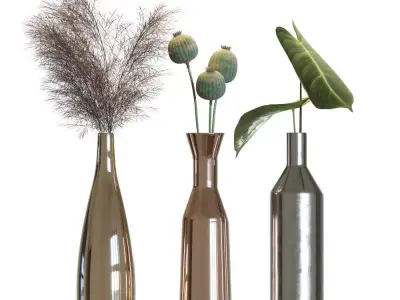 Metal vases decor set 3D model