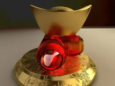 Chinese gold ingot 3D model