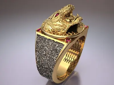 Men Tiger Gift  Ring 3D print model