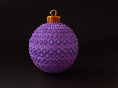 Purple Christmas Ornament Unique Holiday Bauble 3D print model