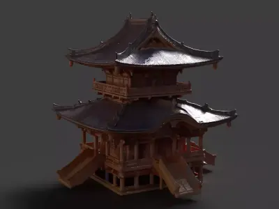 Chinese ancient temple  Low-poly 3D model