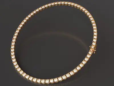 Elegant Tennis Necklace 3D Model  3D print model