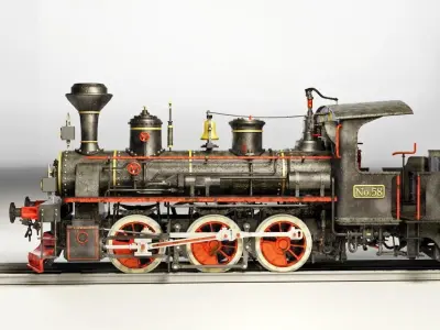 European Steam Locomotive Train Engine 3D model
