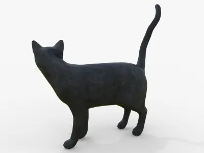 Black Cat Rigged for Cinema 4D 3D Model Low-poly 3D model