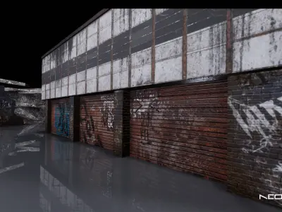 Destroyed Parking Garage Low-poly 3D model