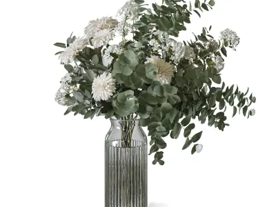 Flower Set 095 Eucalyptus dahlia 3D model