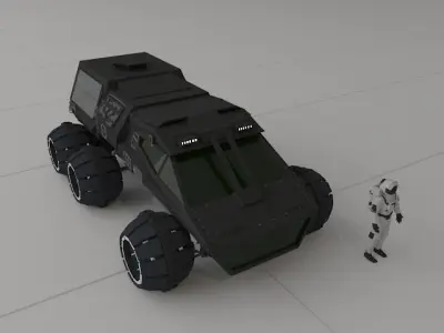 NASA Mars Rover Concept With Astronaut LowPoly Model 3D model