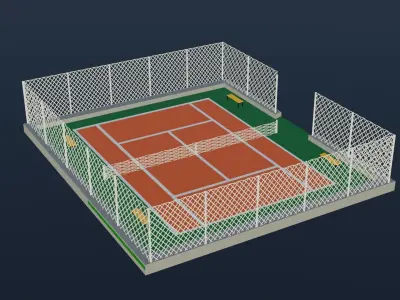 Tennis Court Low-poly 3D model