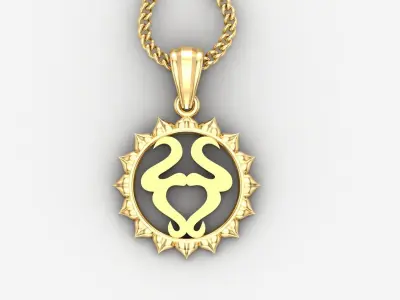 Sun Taurus Light Gold Pendant Version 7 3D print model