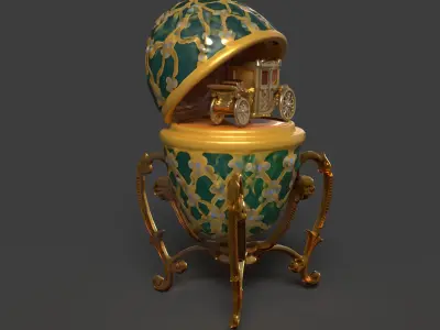 Faberge egg with carriage  Low-poly 3D model