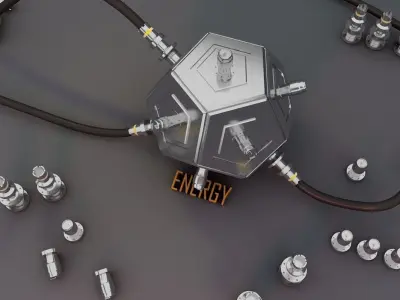 Abstract octagonal metallic energy 3D model 3D model