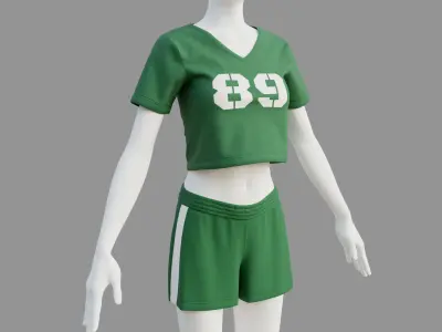 Womens t-shirt and shorts 3D model