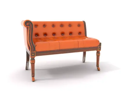 Elegant Leather Bench model pack Low-poly 3D model