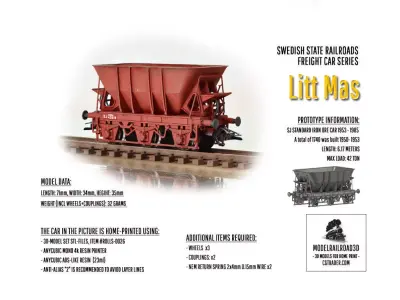 ROLLS-0026 Swedish Railways Iron Ore car Litt Mas H0-scale 3D print model